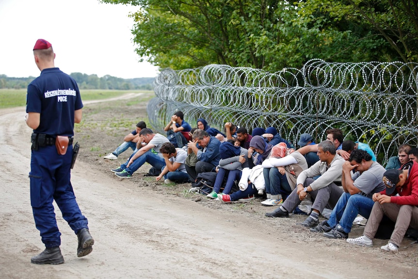 Asylum seekers stopped at the Hungarian border
