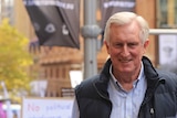 John Hewson speaks to reporters at the science march in the sydney cbd