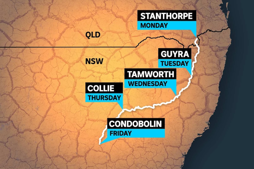 Map of ABC drought week coverage.