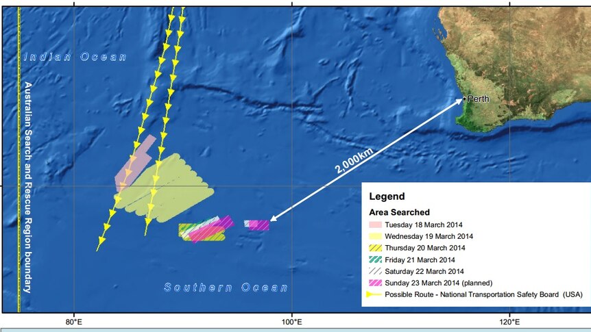 Search area for MH370 March 23