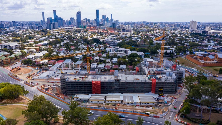 An aerial shot of Brisbane South State Secondary College under construction.