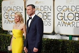 Naomi Watts and Liev Schreiber arrive at the 72nd Golden Globe Awards.