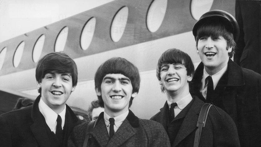 The Beatles arrive at London Airport