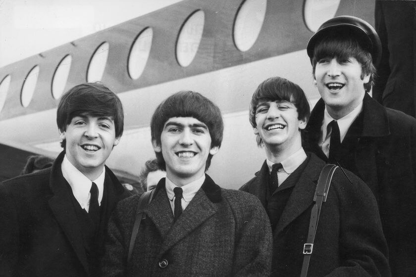 The Beatles arrive at London Airport
