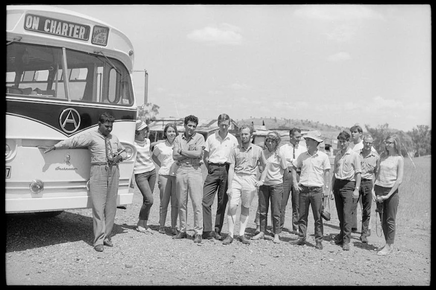 Charles Perkins and other members of the Freedom Ride at Bowraville, NSW, in 1965 State Library of New South Wales