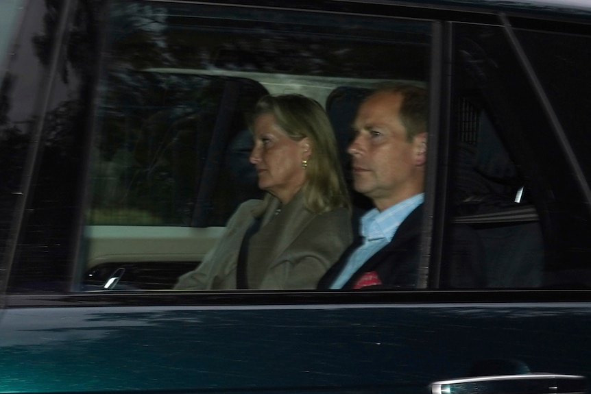 Prince Edward and Sophie, Countess of Wessex, are pictured in the back of a black car
