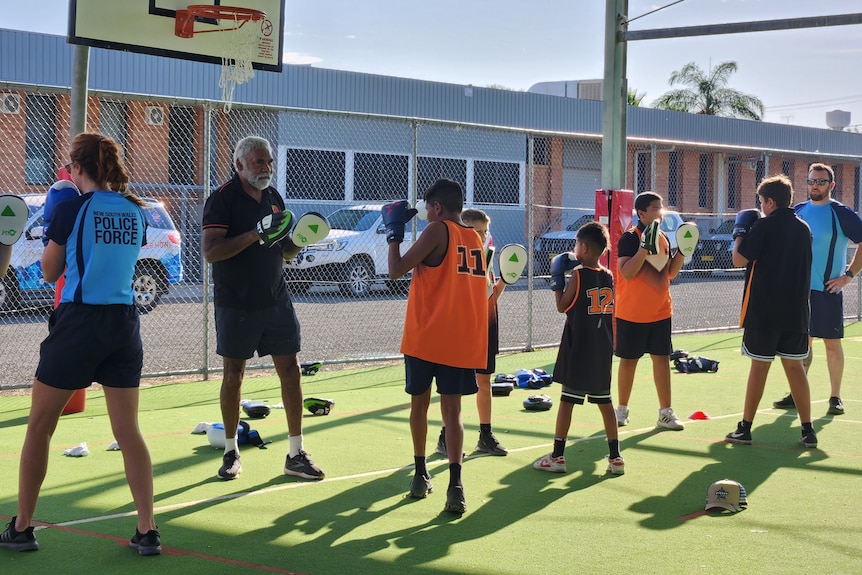 A boxing program running at the local school with police