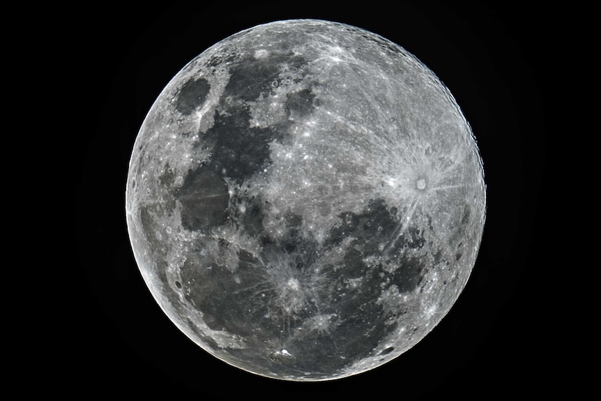 Close-up of a full moon taken on May 7, 2020