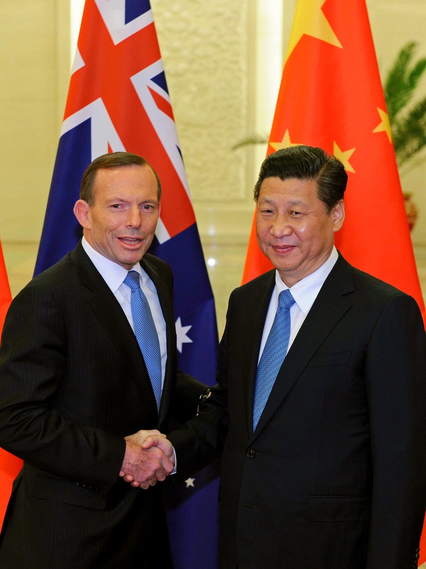 Australian Prime Minister Tony Abbott and Chinese president Xi Jinping