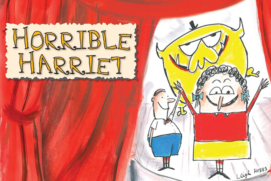Book cover of Horrible Harriet featuring a cartoon drawing of Harriet.