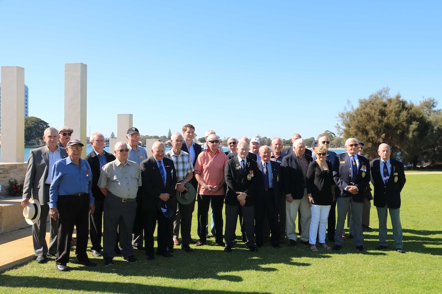 Members of the Ex-Services Atomic Survivors Association line up in Western Australia