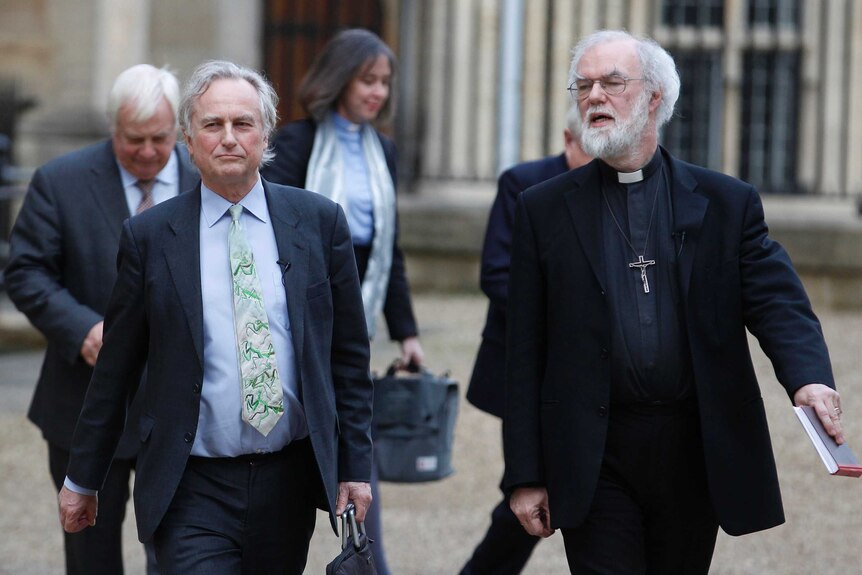 Richard Dawkins with Archbishop of Canterbury Rowan Williams in Oxford
