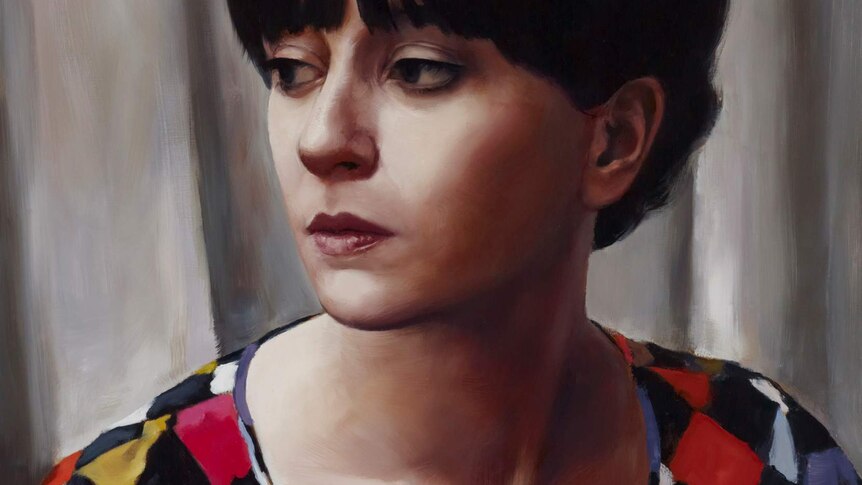 Self portrait - harlequin: Heidi Yardley's entry in the Archibald Prize 2013. Oil on board 58 x 42cm.