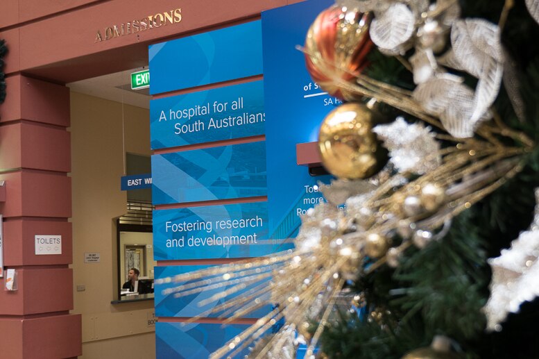 Christmas Tree at the East Wing Admissions entrance at Royal Adelaide Hospital.