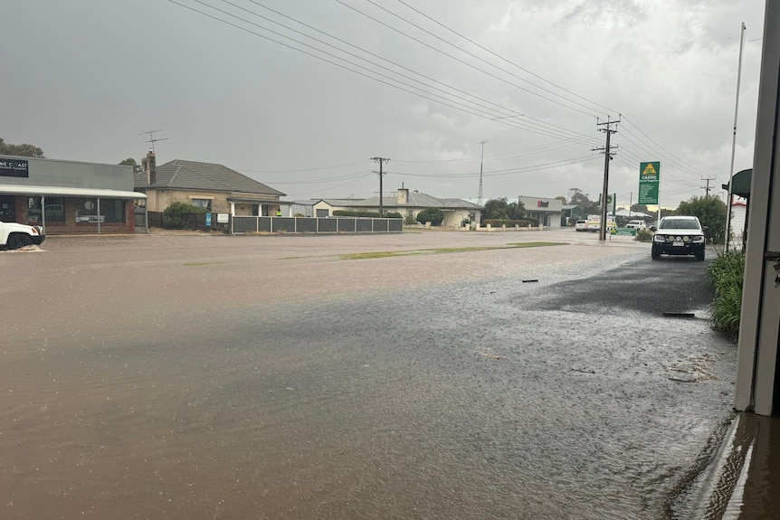 A flooded street in Naracoorte.