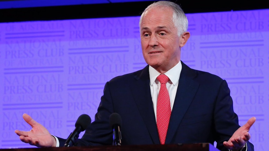 Malcolm Turnbull speaks at a lectern
