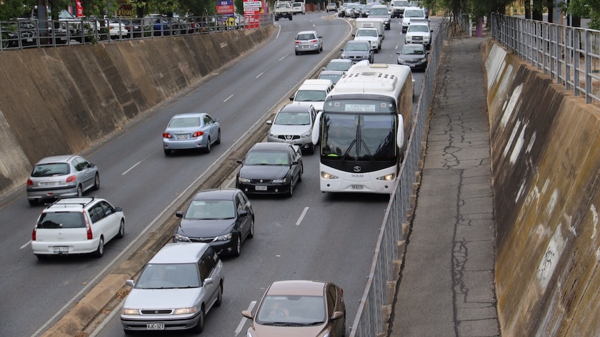 Traffic builds on Goodwood Road.