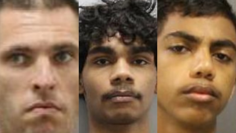 Police profile shots of Richard Henwood, Maximus Cutta and Ezra Austral in a composite image