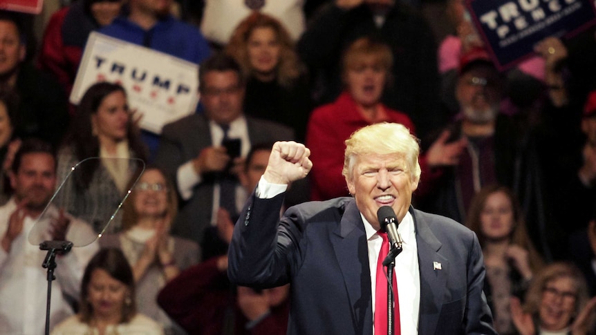 Donald Trump at post-election rally in Cincinnati