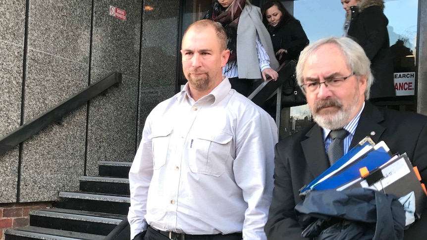 Shaun David Bartlett walks out of court in Launceston