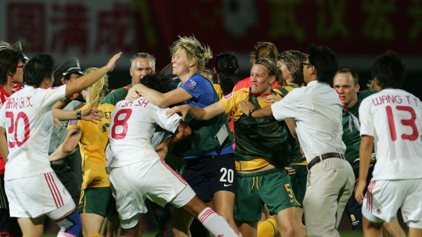 Chinese, Australian soccer players brawl