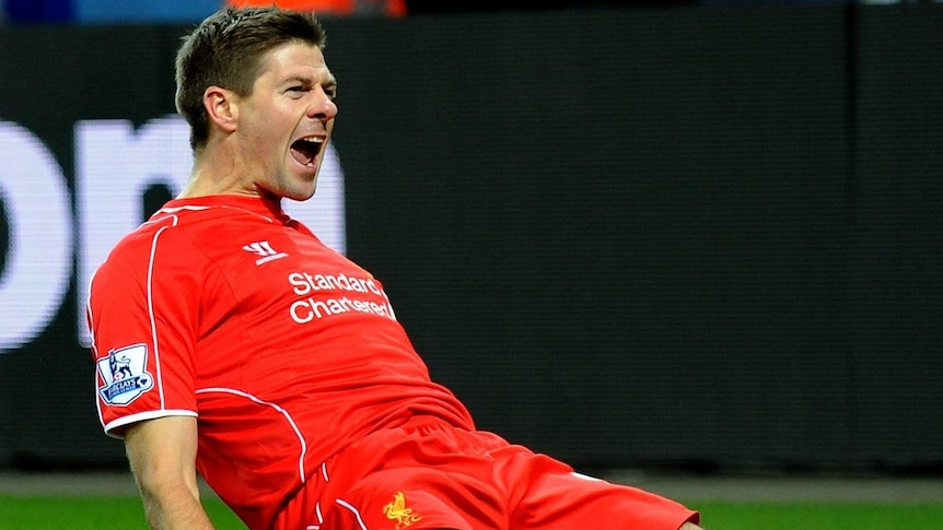 Steven Gerrard celebrates a Liverpool goal