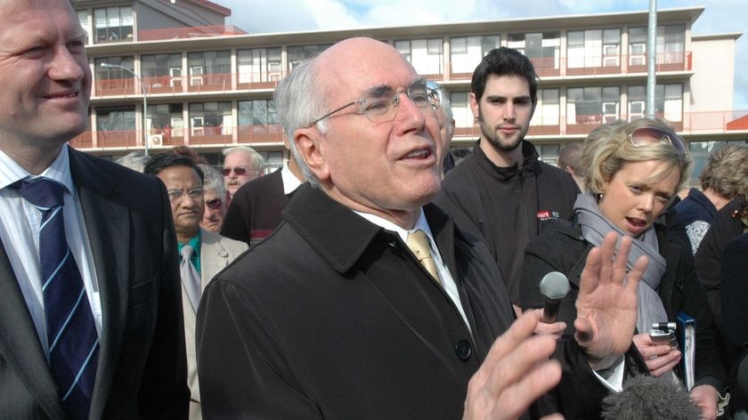 Last time John Howard was in Tasmania, he was warmly welcomed by staff at the Mersey Hospital in Devonport. (File photo)