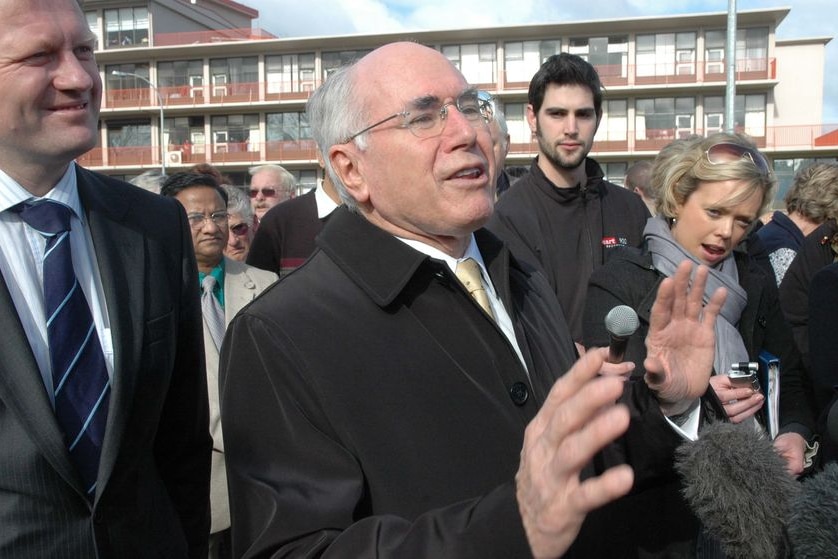 Last time John Howard was in Tasmania, he was warmly welcomed by staff at the Mersey Hospital in Devonport. (File photo)