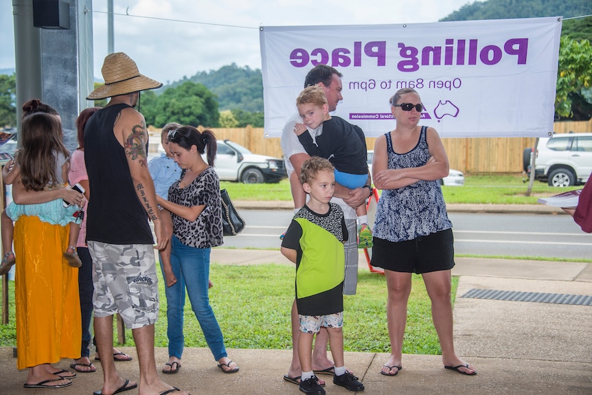 families wait to vote in Cairns.