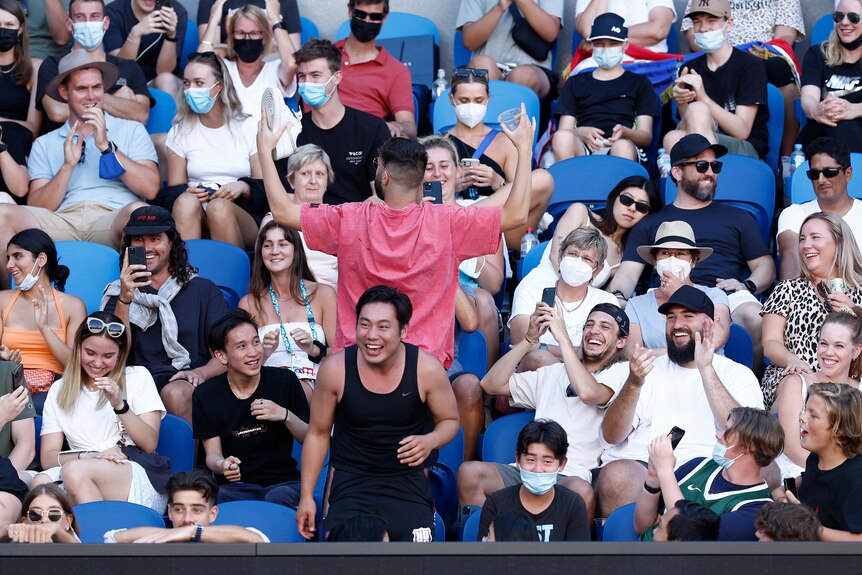 Spectators in a section of the crowd during an Australian Open match.