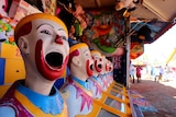 Clown heads at the Tennant Creek Show
