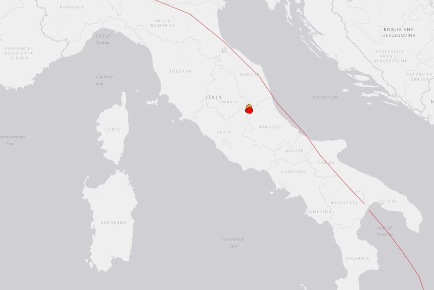 A map shows the location where the three quakes struck