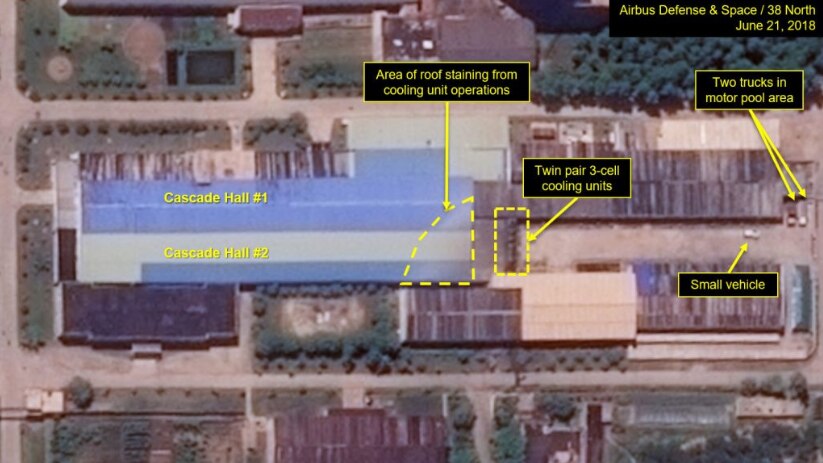 Satellite images showing the uranium enrichment plant