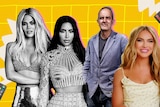 A collage of Khloé Kardashian, Kim Kardashian, Kevin McLeod, and Chrishell Stause for an article about reality TV.