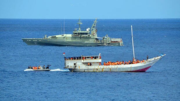 One of two asylum seeker boats that were intercepted near Christmas Island on April 11, 2012. (Audience submitted: Mark Trenorden)