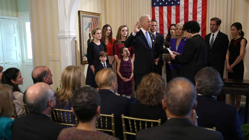 US vice-president Joe Biden takes the oath of office