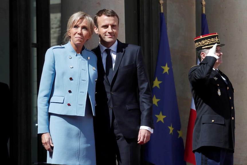 Emmanuel Macron and his wife Brigitte Trogneux.