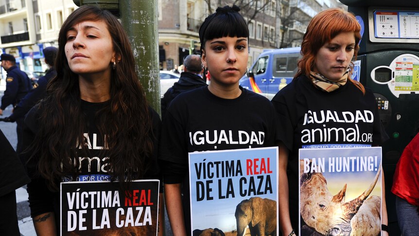 Animal activists protest against Spanish King's hunting trip