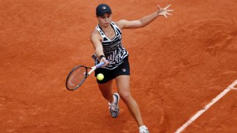 Australia's Ashleigh Barty in action during her fourth round match against Sofia Kenin of the US.