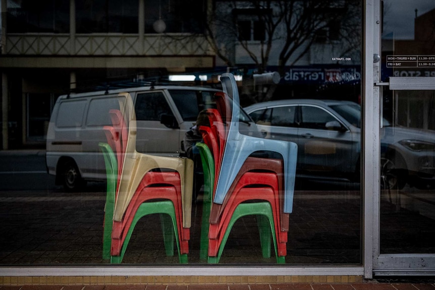 Stacked rainbow chairs
