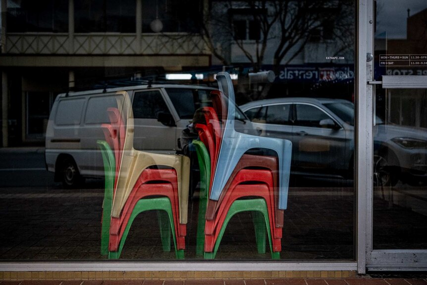 Stacked rainbow chairs