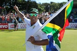 Jacques Kallis celebrates his final Test with victory over India