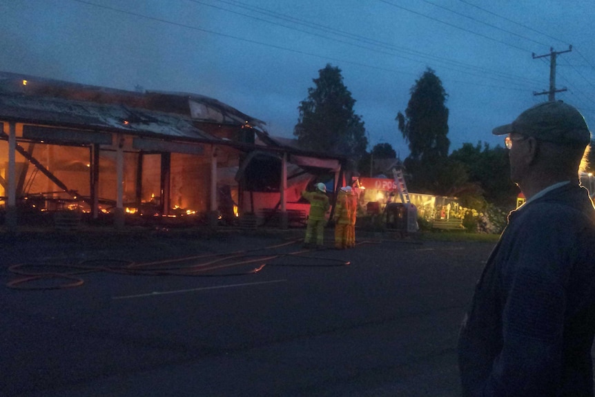 Fire destroys the original Coles store at Wilmot, Tasmania.