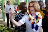 Julia Gillard at Gerehu Market in Port Moresby.