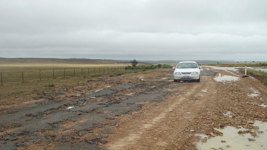 Flood damaged road in SA's mid-north