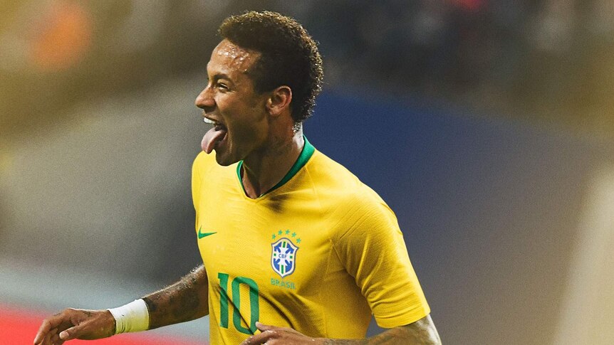 Neymar in Brazil's World Cup kit