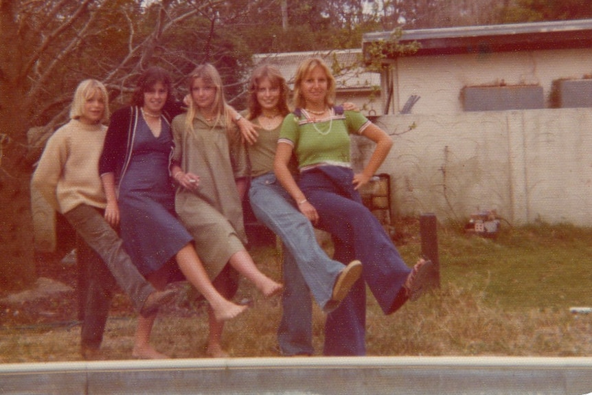 Trudie Adams and four of her friends standing in a line