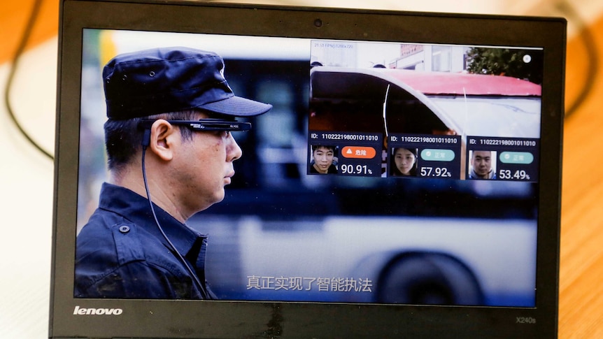A promotion video shows an actor wearing LLVision facial recognition smart glasses.