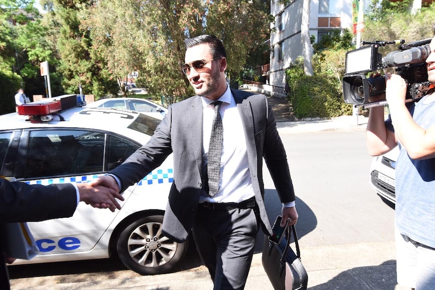 Salim Mehajer arrives at Burwood court in Sydney.