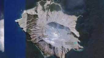 A satellite image shows White Island before the eruption.